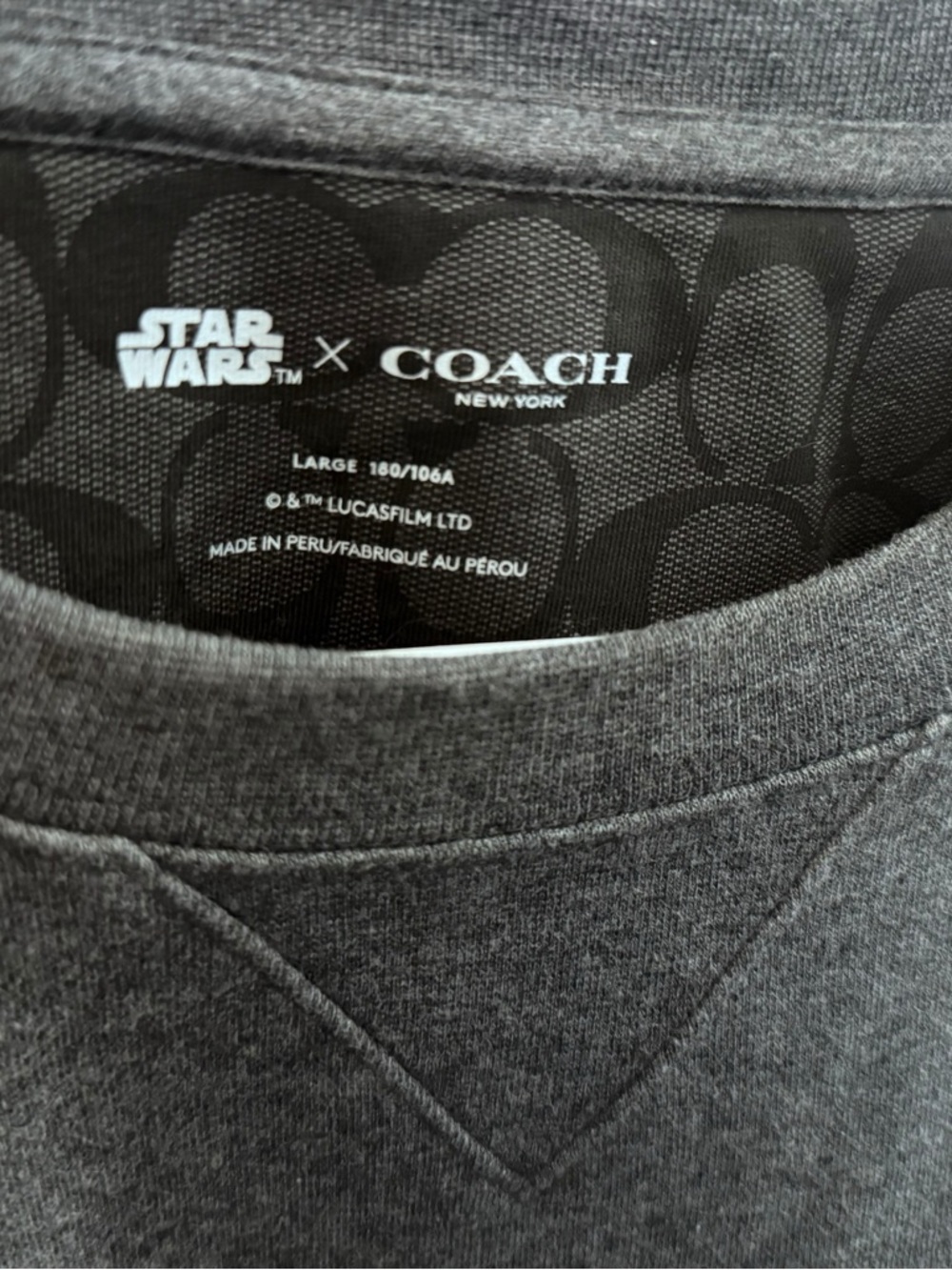 Coach Men's Gray Star Wars Crewneck Sweatshirt with Chewbacca Graphic - Picture 3 of 4